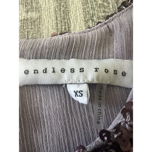 ENDLESS ROSE Purple Sequin Sparkle Encrusted Cropped Party Blouse Top - Picture 12 of 16